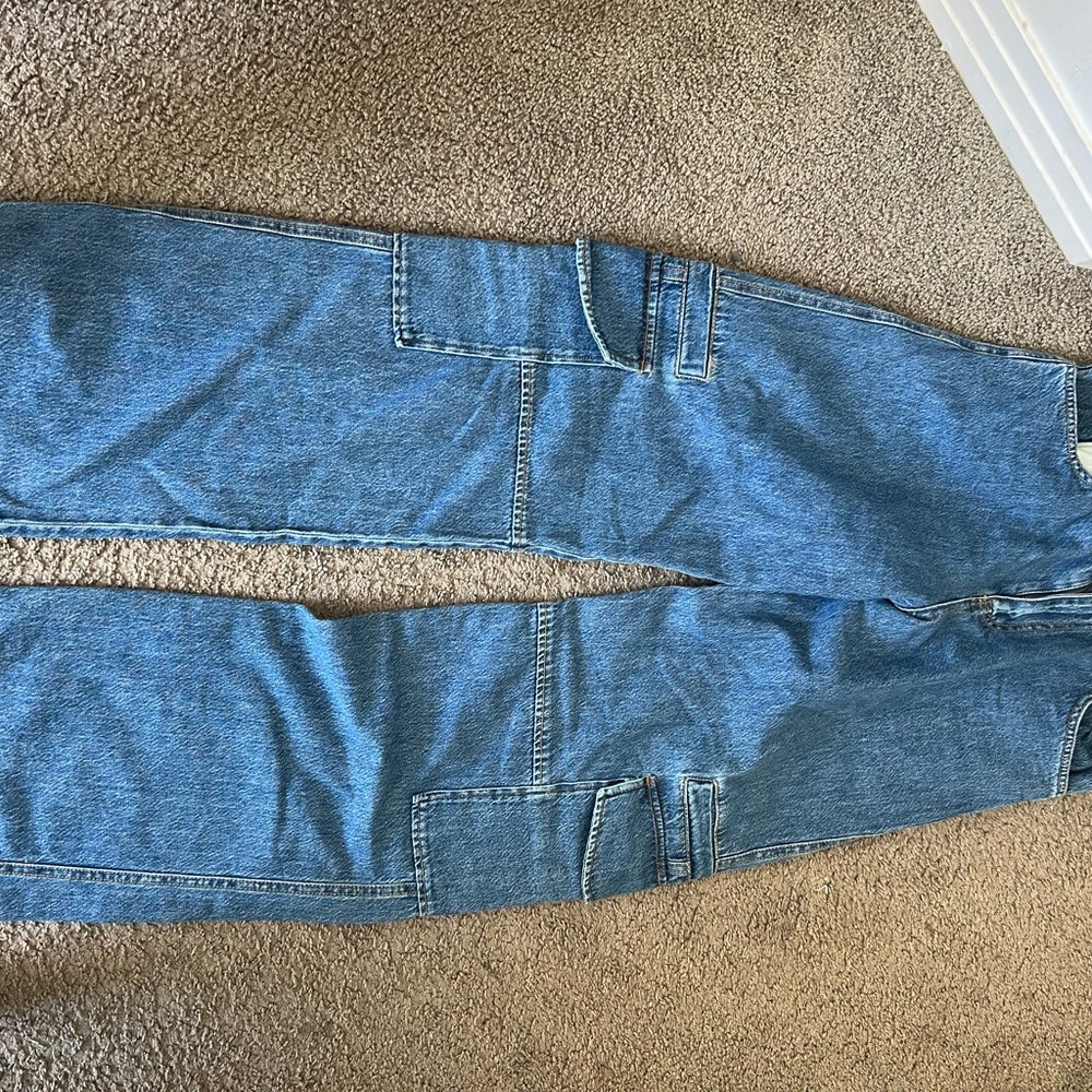 Zara Men's Light Blue Straight Cargo Jeans